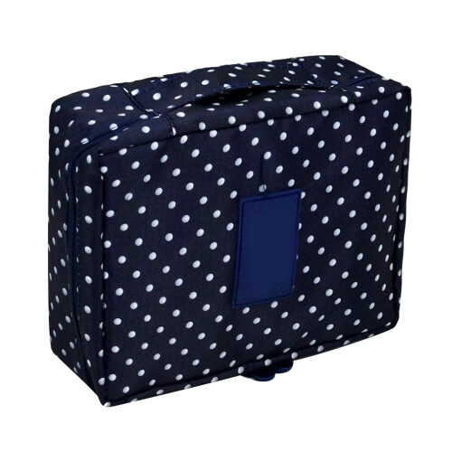 (Black White Dot) Pink Oxford Makeup Storage Bag with Zipper
