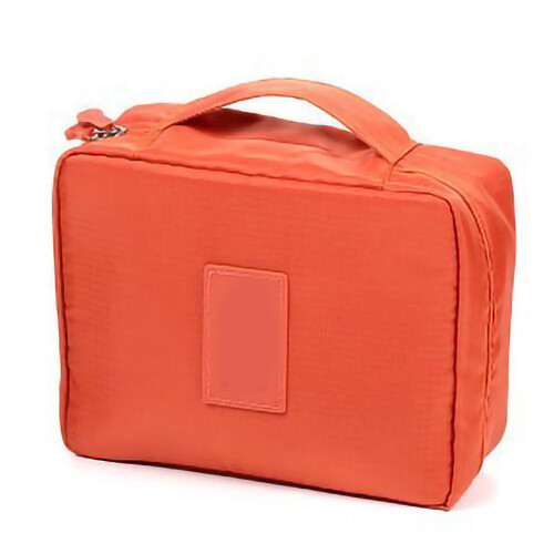 (Orange) Pink Oxford Makeup Storage Bag with Zipper