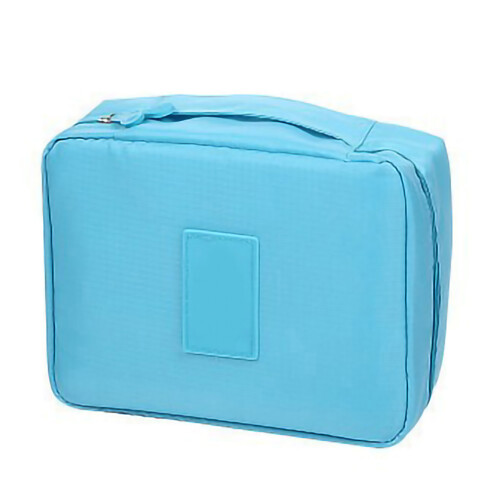 (Sky Blue) Pink Oxford Makeup Storage Bag with Zipper