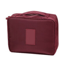(Wine Red) Pink Oxford Makeup Storage Bag with Zipper