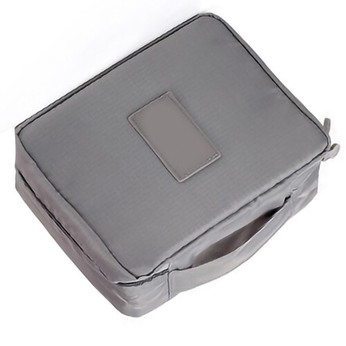 (Grey) Pink Oxford Makeup Storage Bag with Zipper 2
