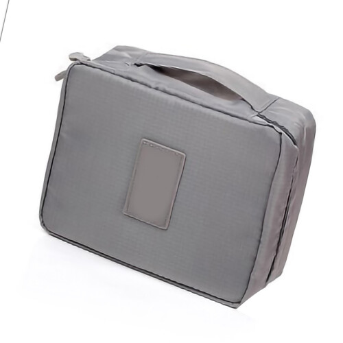 (Grey) Pink Oxford Makeup Storage Bag with Zipper 1