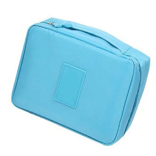 (Sky Blue) Pink Oxford Makeup Storage Bag with Zipper 2
