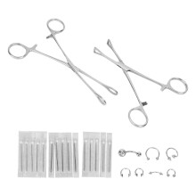 Körperpiercing-Zangen-Set 15 Nadeln Edelstahl Professionell