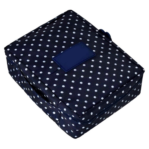 (Black White Dot) Pink Oxford Makeup Storage Bag with Zipper 2