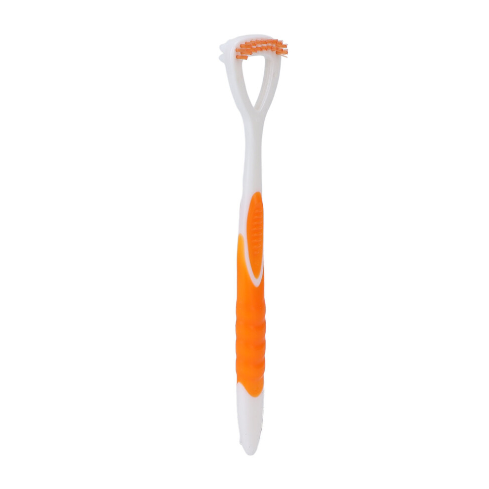 (Orange) Tongue Scraper Flexible Long Handle Oral Health Cleaner Orange