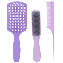 (Purple Boxed) Hair Comb Set Heat Resistant Anti Static Styling Brush Kit Blue Boxed