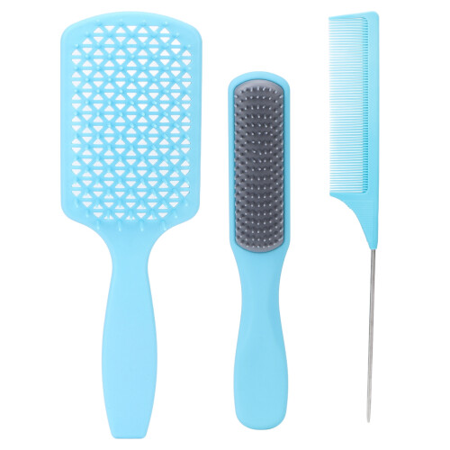 (Blue Boxed) Hittebestendige Haarborstel Set Blauw