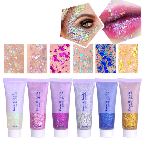 6-Farbiger Glitter Body Gel 50ml Lang anhaltend