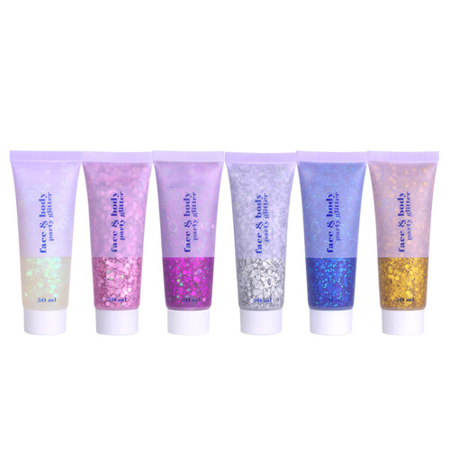 6-Farbiger Glitter Body Gel 50ml Lang anhaltend 1