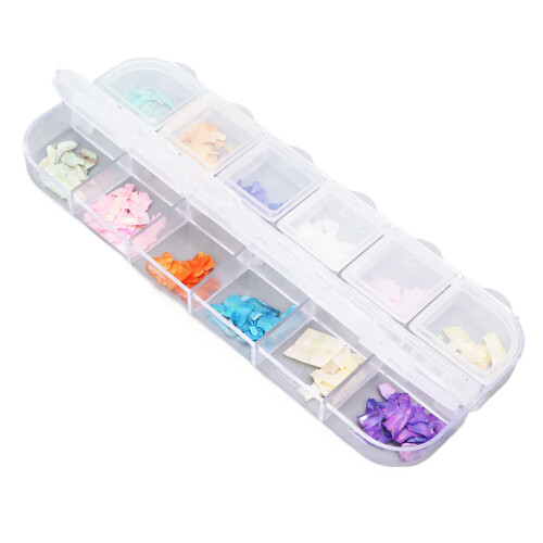 12 Farben Abalone Muschelnägel DIY Glitter 1