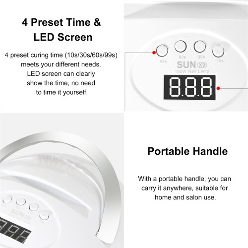 160W UV-LED Nagellack-Trockner 4 Timer Tragbar 2