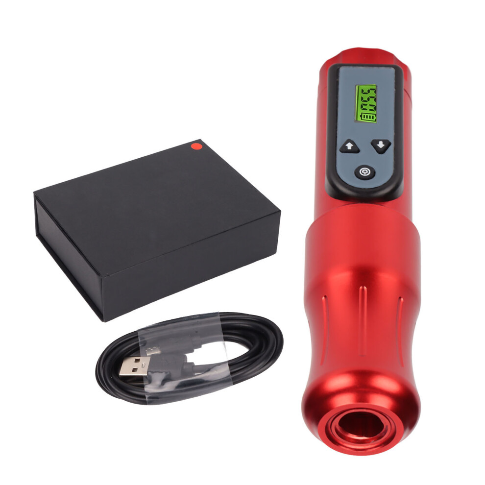 Red (Red) Wireless Rotary Tattoo Machine Cartridge Needles Coreless Motor Lcd