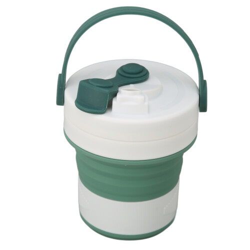 Faltbecher 450ml Silikon Hellgrün Sportlich Tragbar 2