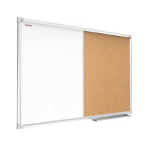 COMBO whiteboard dry erase magnetic and cork notice board aluminium frame 120x90 cm