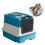 Toilettes fermées pour chat, odeur, Structure à Double-Bleu 1