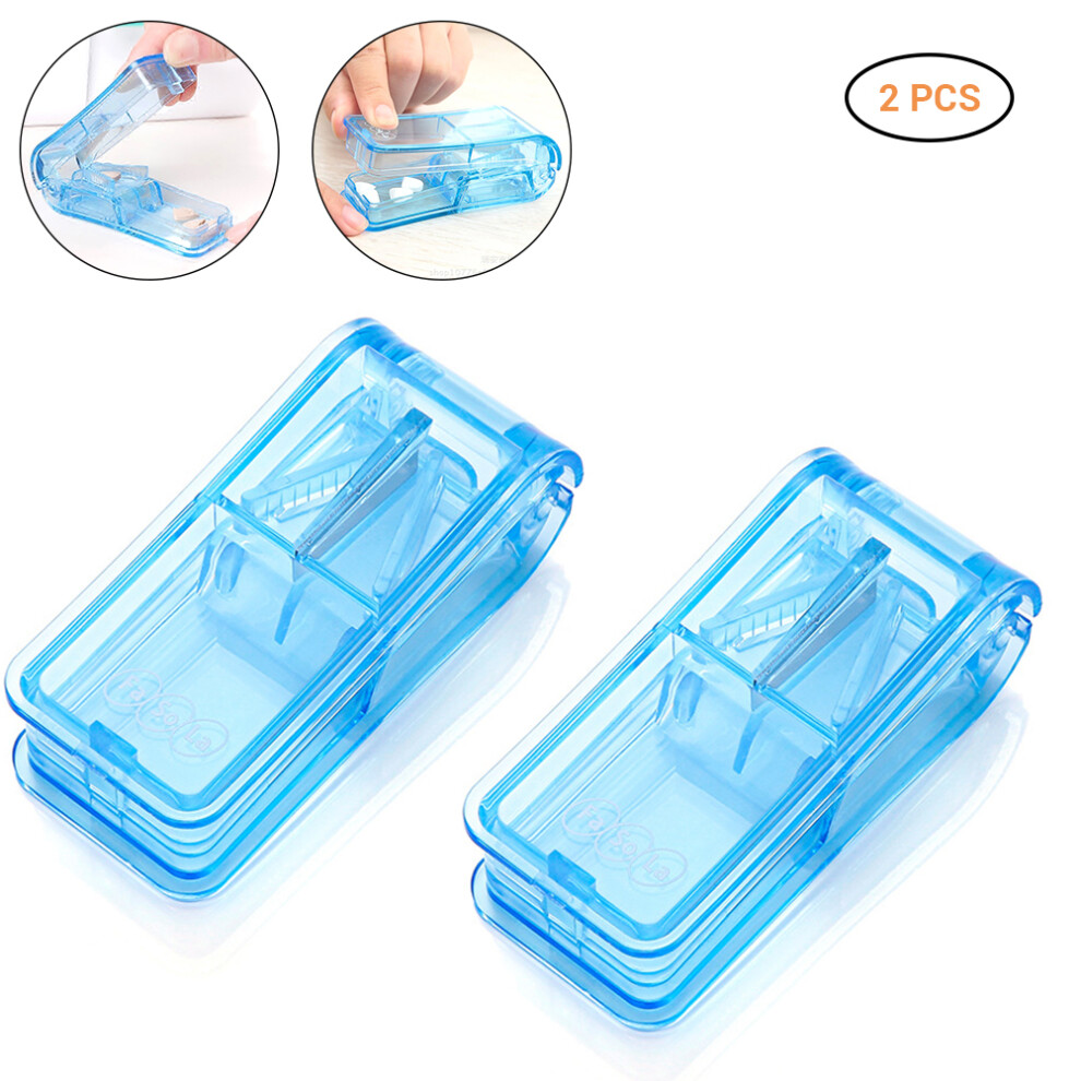 2Pcs Pill Cutter Splitter with Storage Boxes