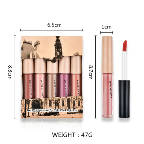 5Pcs Matte Liquid Lipstick Set Waterproof Long Lasting 2