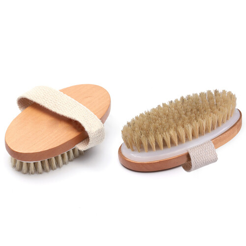 2Pcs Bamboo Back Shower Brush Exfoliating 1