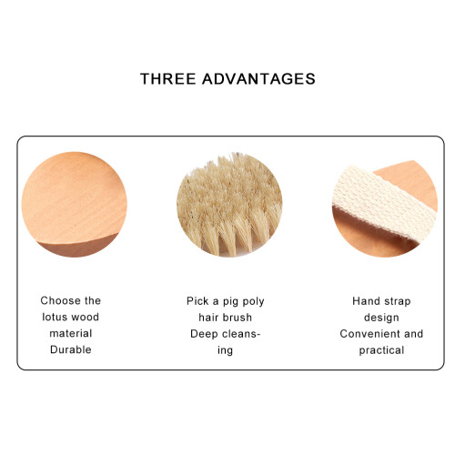 2Pcs Bamboo Back Shower Brush Exfoliating 2