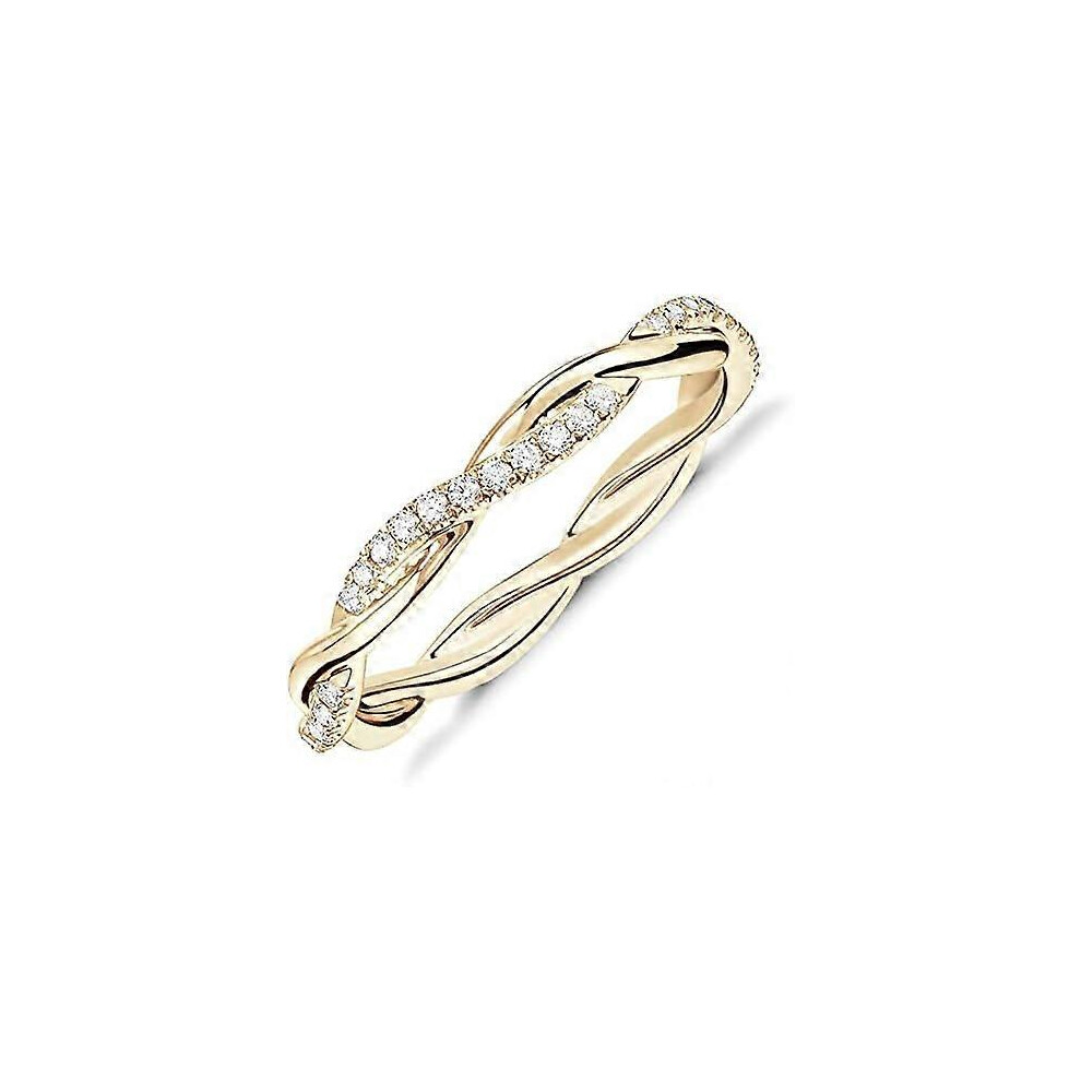 Kikidex (As Show, One Size) 14K Plated Cubic Zirconia Twisted Rope Eternity Band For Women Gold