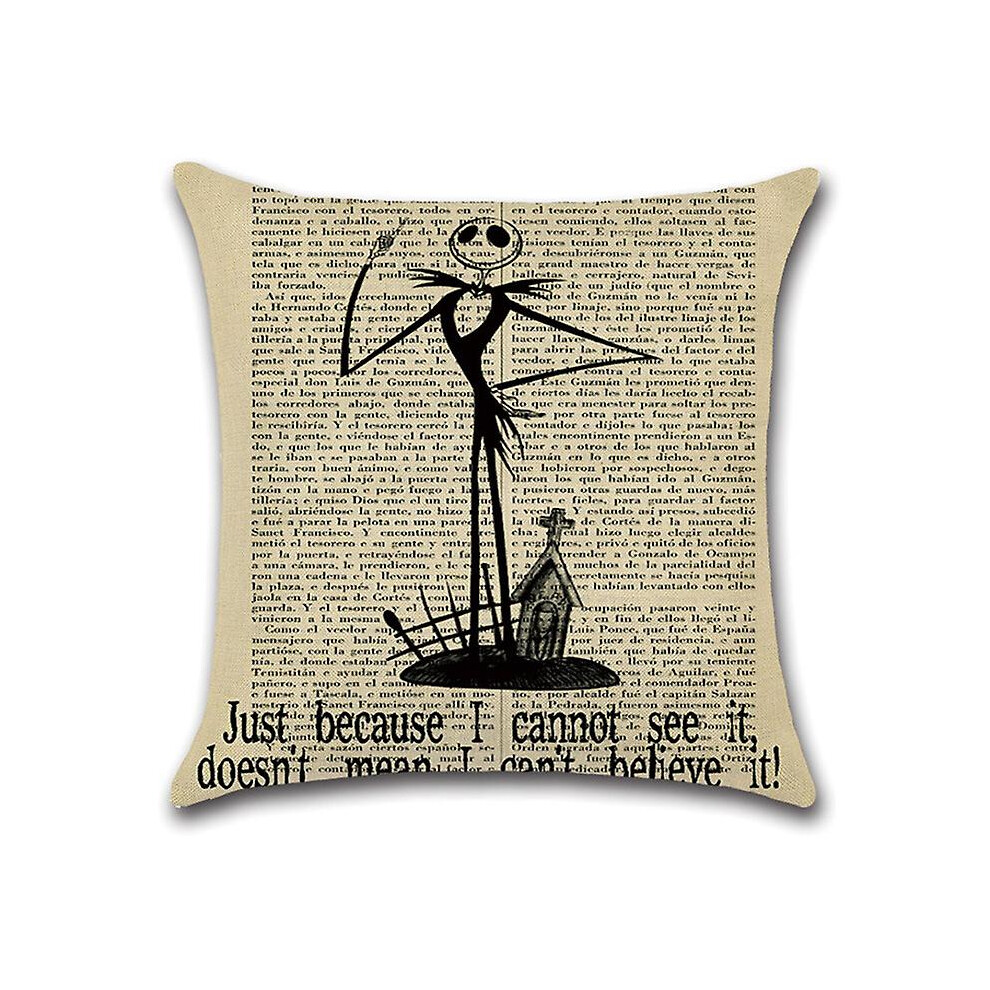 Kikidex (As Show, One Size) Sets Of Halloween Sofa Cushion Linen Old Newspaper Retro Style Funny Halloween (45X45cm)