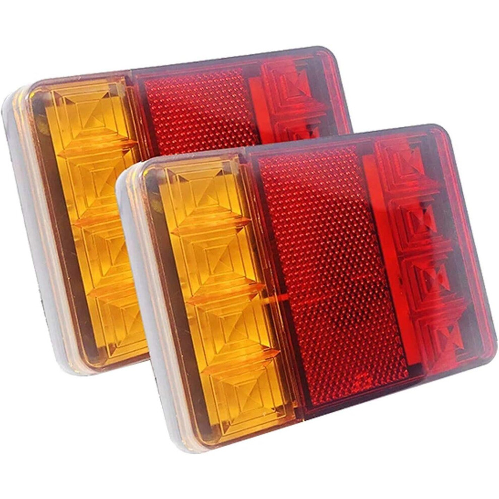 Kikidex (As Show, One Size) 2 Pieces Rear Trailer Tail Light 12V 8 Led Universal Waterproof Rear Warning Lamp Taillights For Agricultural Vehicle Truck