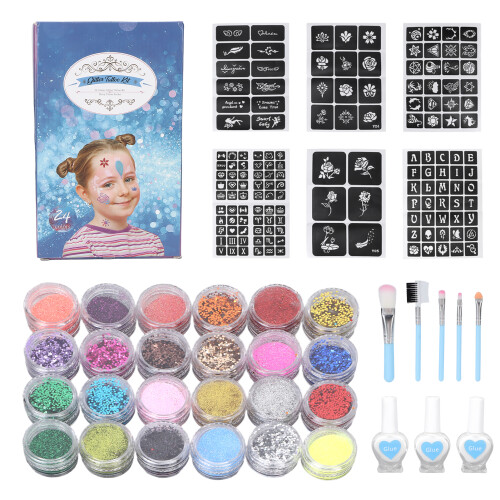 12 Farben Glitzerpulver für Körperbemalung DIY