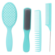 (Green Boxed) 4-in-1 Hair Comb Set Antislip Comfortable Handle Purple