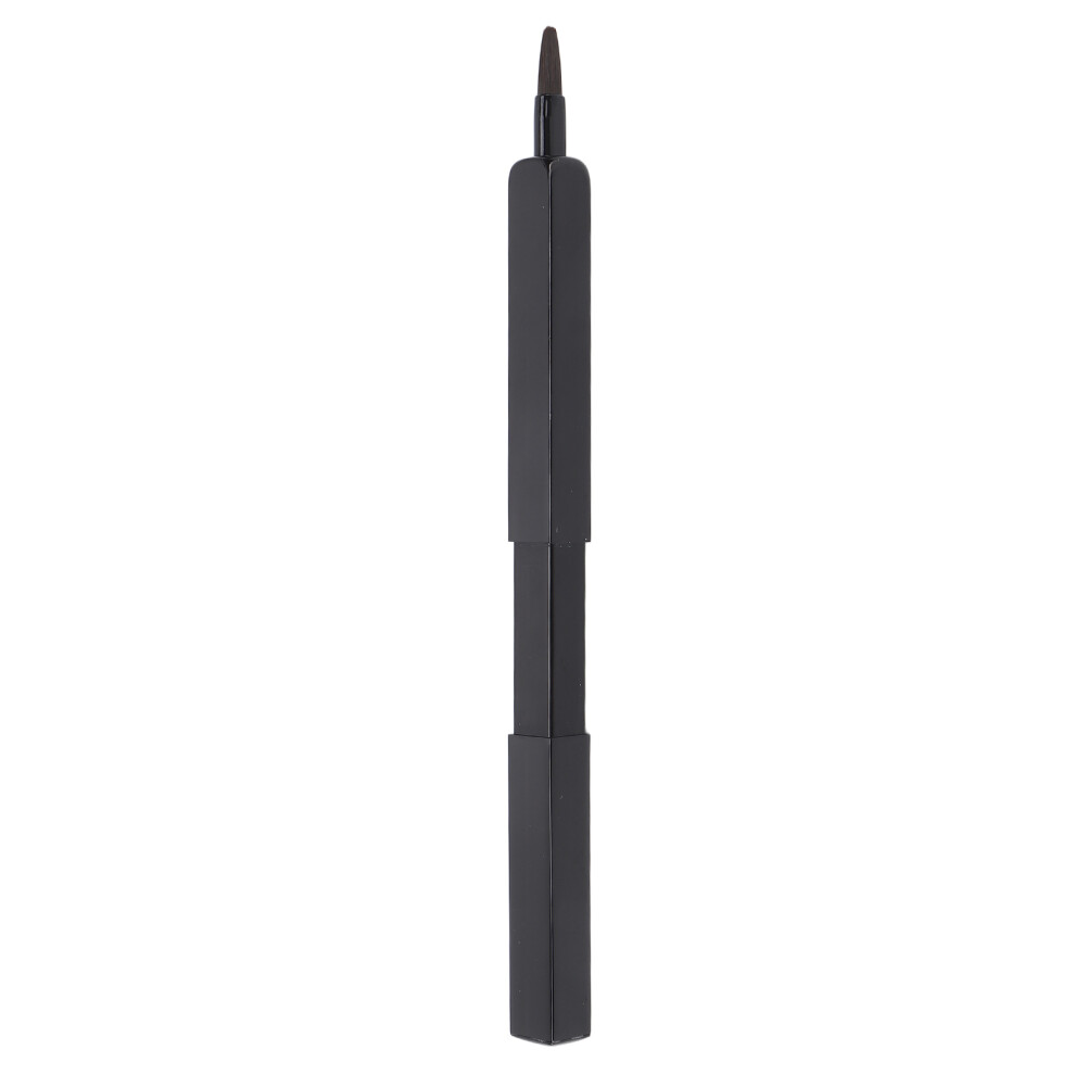 (Black) Portable Retractable Lip Brush for Lipstick Gloss Silver