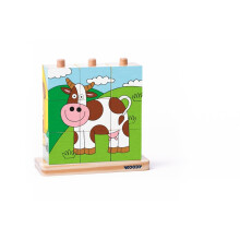 Puzzle cube animaux en bois - WOODY - 93055 - Ludique et éducatif - Motricité et pensée logique