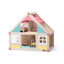 Maison de poupée en bois - WOODY - avec accessoires - pour enfants à partir de 3 ans - couleurs gaies