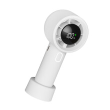 Foldable Handheld Fan Digital Display Variable Airflows-White
