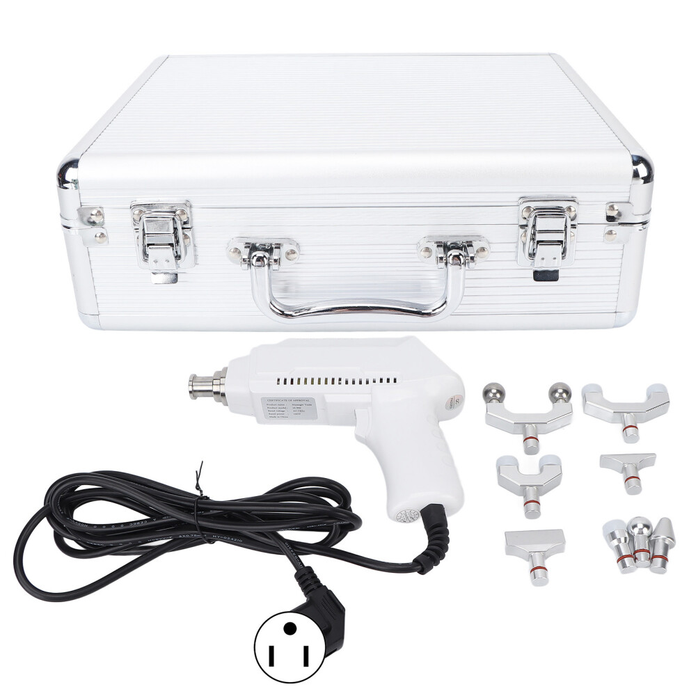 (US Plug 110V) Electric Spine Chiropractor 9 Gears Adjustable Massager Gun White 220V