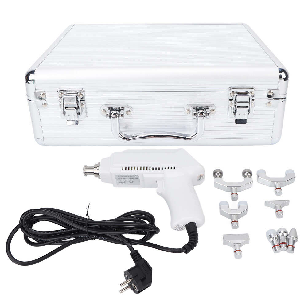 (EU Plug 220V) Electric Spine Chiropractor 9 Gears Adjustable Massager Gun White 220V