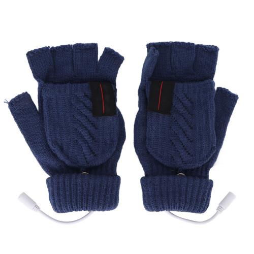Blaue USB-Heizhandschuhe Fingerlos Winterwarm 1