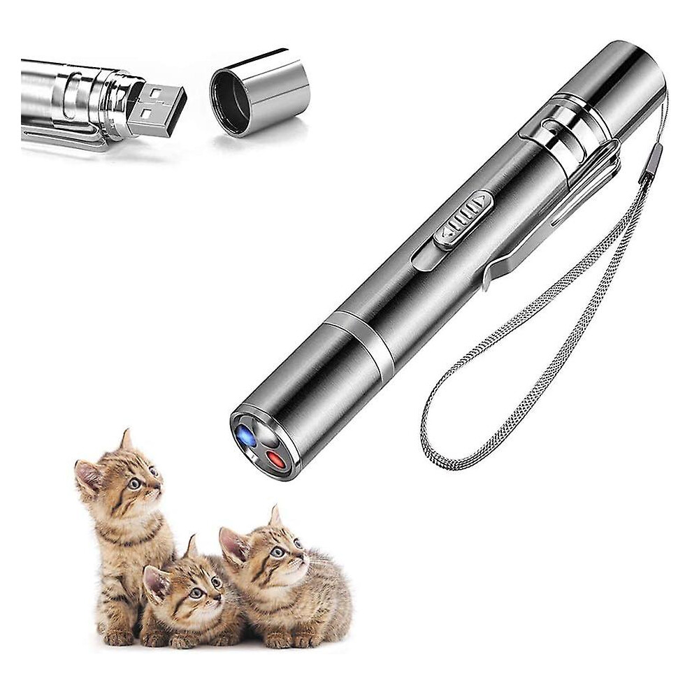 Kikidex (As Show, One Size) Cat Pointer Interactive Cat Toys 7 In 1 Multi-Pattern Funny Cat Plays Led Flashlight With Usb Rechargeable