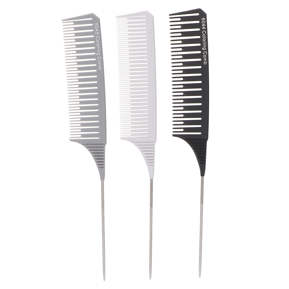 (Set 4) 3pcs Parting Comb Professional Glossy Round Hair Tool Set 1