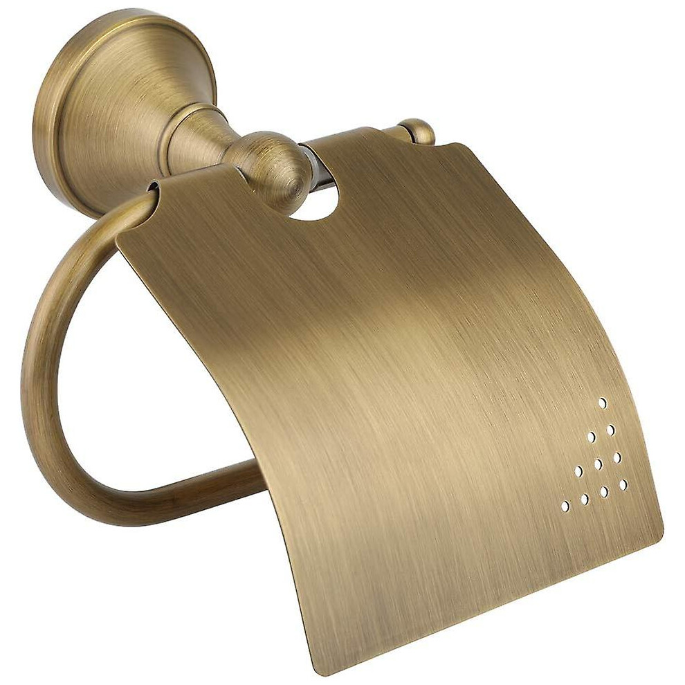 Kikidex (As Show, One Size) Antique Toilet Paper Holder, Brushed Brass Toilet Paper Holder Wall Mounted Toilet Roll Holder Wc Toilet Paper Holder