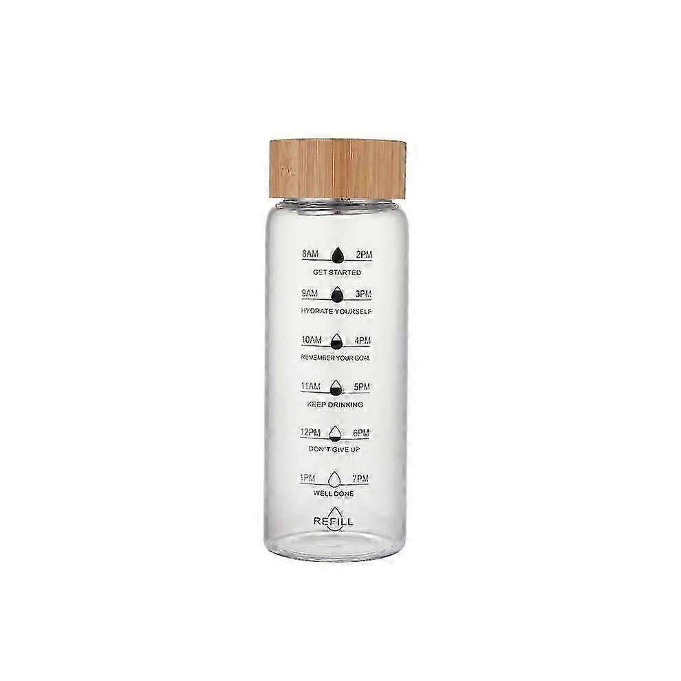 Kikidex (As Show, 1000Ml) 1000 Ml Cute Glass Water Bottle With Time Marker Large Clear Glass Fruit Tea Strainer Cup Outdoors Travel Leakproof Bpa Free