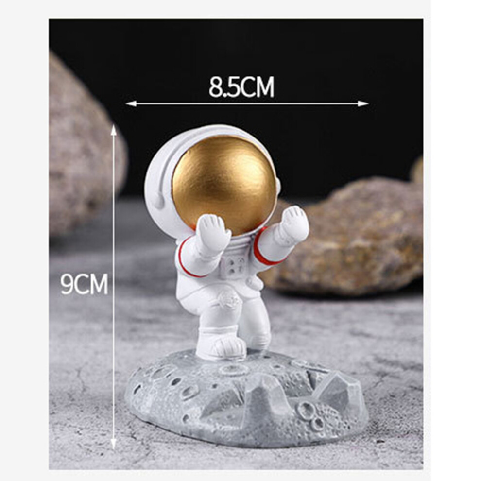 Cute Astronaut Phone Holder Synthetic Resin Desktop Stand For Home Office Car Gold 8731356830578