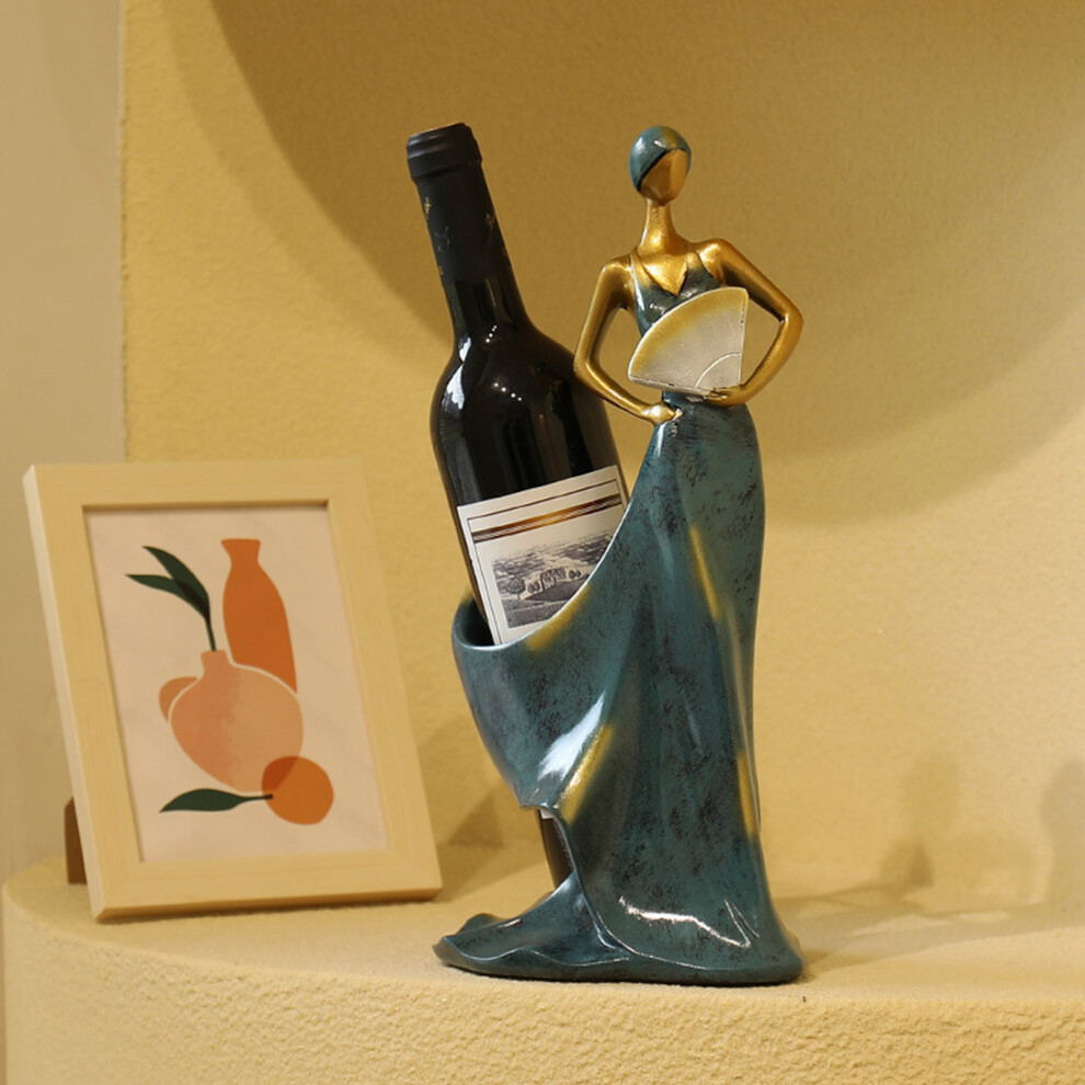 Dancing Girl Wine Holder Figurine Resin Bottle Rack Blue 888G 9481356831141