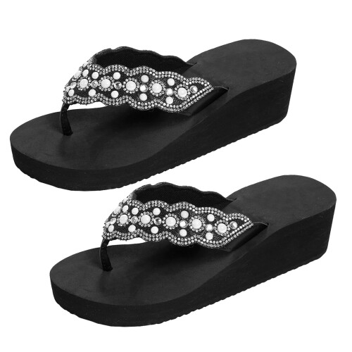 1 Par Beach Flip-Flops Pärlor Diamanter Storlek 40