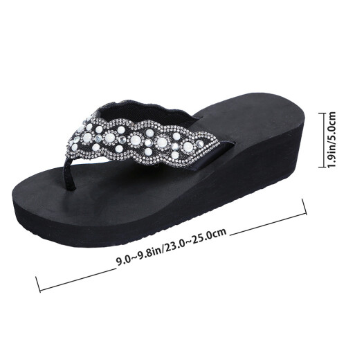 1 Par Beach Flip-Flops Pärlor Diamanter Storlek 40 1