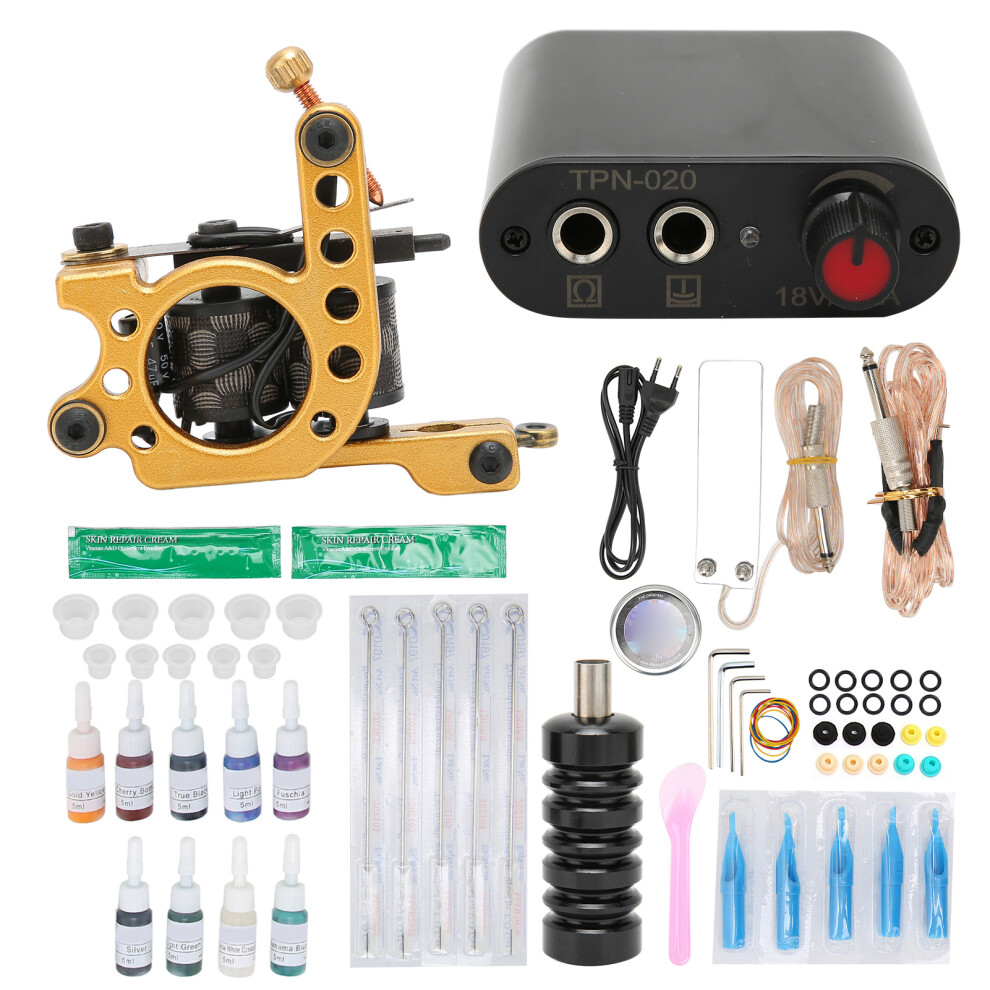 (EU Plug) Tattoo Machine Foot Pedal Power Supply Clip Cord Kit