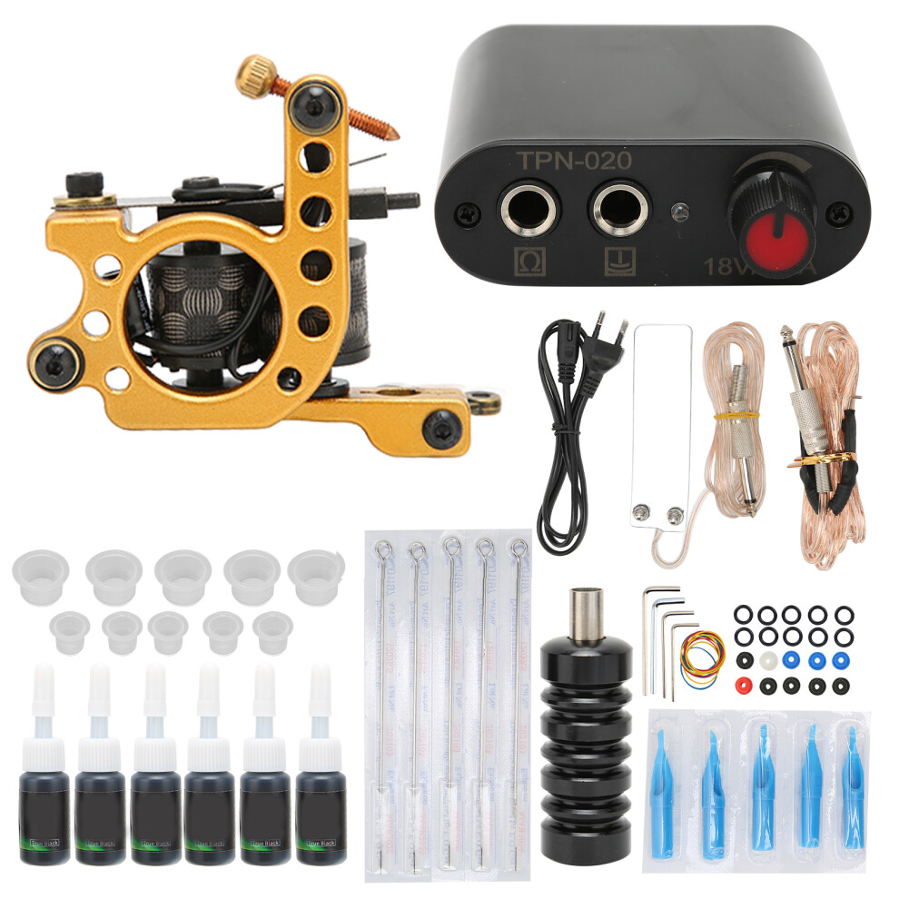 (EU Plug) Coil Tattoo Machine Power Supply Clip Cord Foot Pedal 90-265V EU Plug