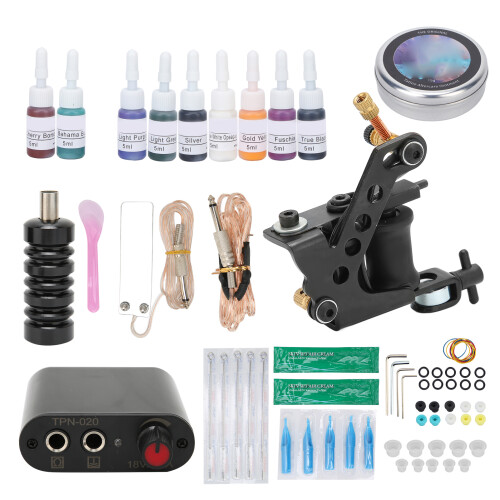 (EU Plug) Tattoo Beginner Kit with Power Supply, Needle, Clip Cord & EU Plug 2