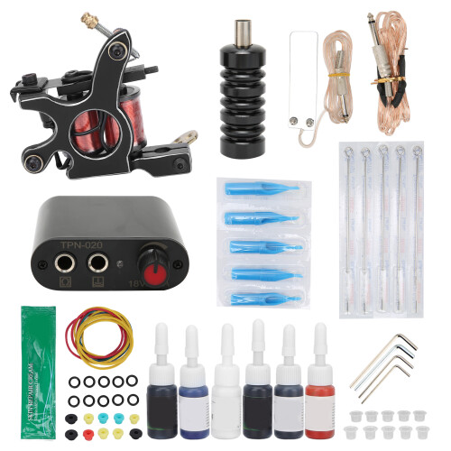 (EU Plug) Tatoagemachine Kit Voeding Naalden Handvatten EU 1