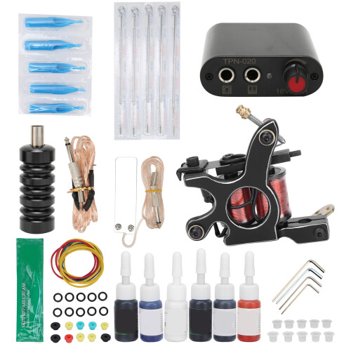 (EU Plug) Tatoagemachine Kit Voeding Naalden Handvatten EU 2