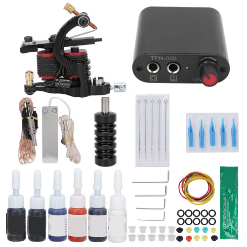 (US Plug) 10 wraps tattoo coil machine kit power supply 90-265V US plug 1